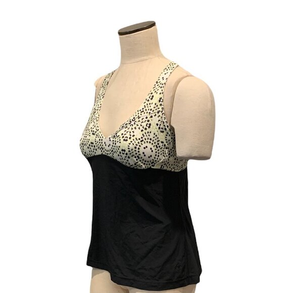 Columbia Swimsuit Tankini Top Black, Off White, Green Geometric & Solid M #210A - Picture 3 of 7